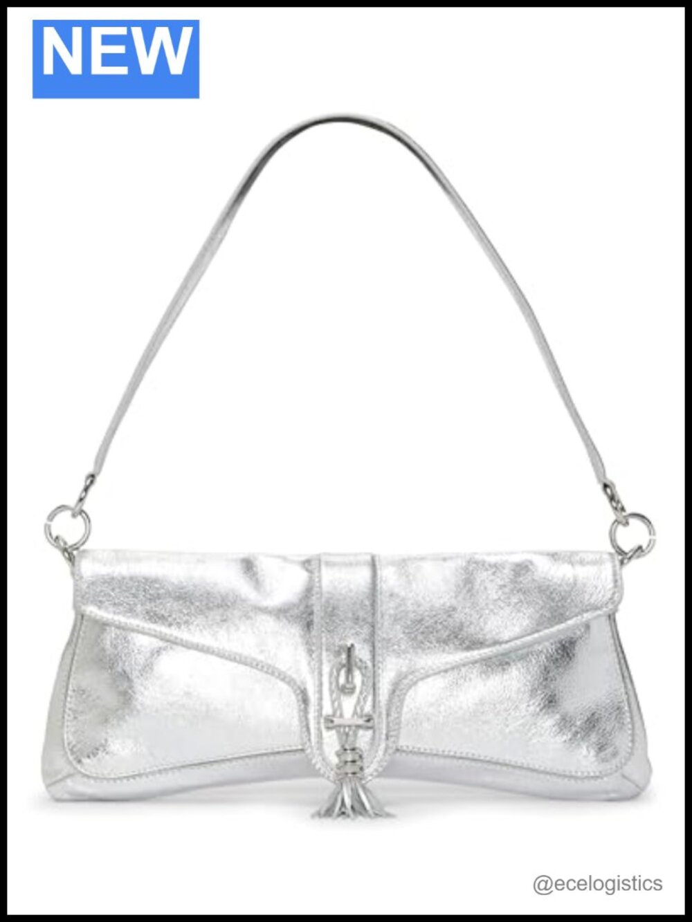 Genuine Leather Clutch Purse Magnetic Closure Top Handle Glossy